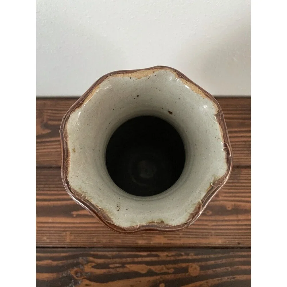 Mexican Tonala Pottery Bird Toucan Floral Vase, 11”